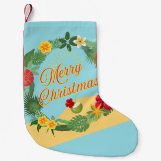 Tropical Christmas Wreath Small Christmas Stocking