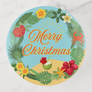 Tropical Christmas Wreath Trinket Tray