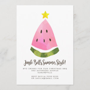 Tropical Christmas Xmas BBQ Watermelon Party Invitation