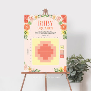 Tropical Citrus Baby Shower Betting Squares Sign