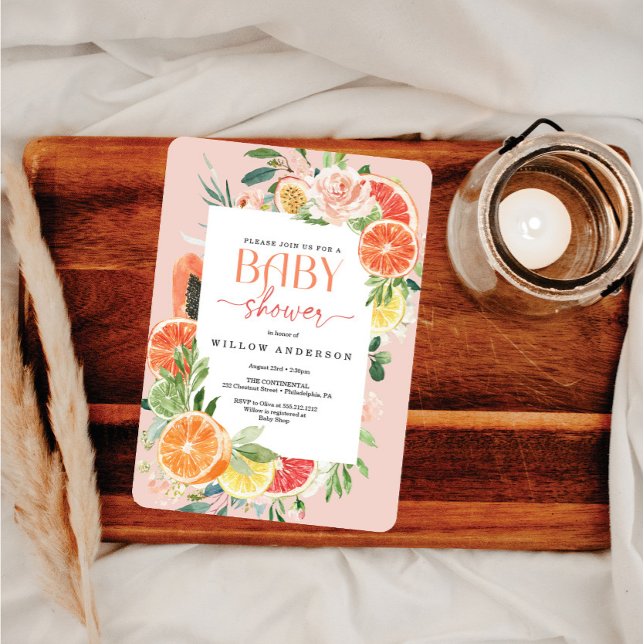 Tropical Citrus Baby Shower Invitation Lemon (Creator Uploaded)