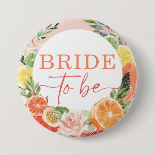 Tropical Citrus Bridal Shower Bride To Be Button