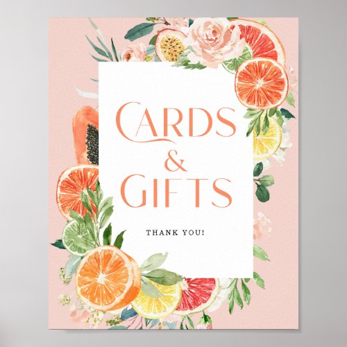 Tropical Citrus Bridal Shower Cards  Gifts Poster