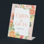 Tropical Citrus Bridal Shower Cards & Gifts Sign<br><div class="desc">Bridal shower Cards & Gifts pedestal tabletop sign. This tropical citrus design features modern elegant fonts (easily change the colors!) and a bouquet of blush florals and tropical citrus fruit including lemon,  lime,  orange,  grapefruit,  and papaya! . See the entire collection for more matching items!</div>