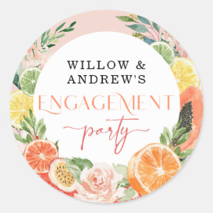 Tropical Citrus Bridal Shower Favor Classic Round Sticker