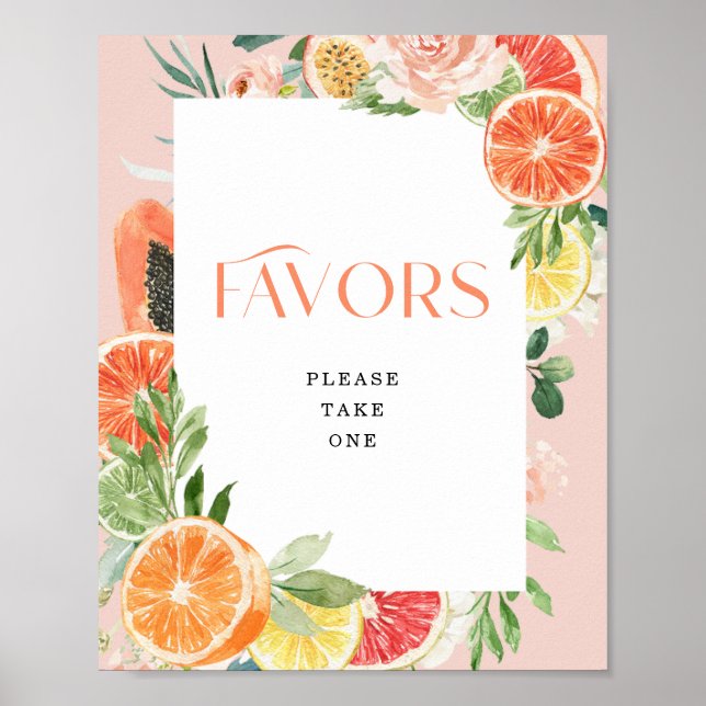 Tropical Citrus Bridal Shower Favors Poster (Front)
