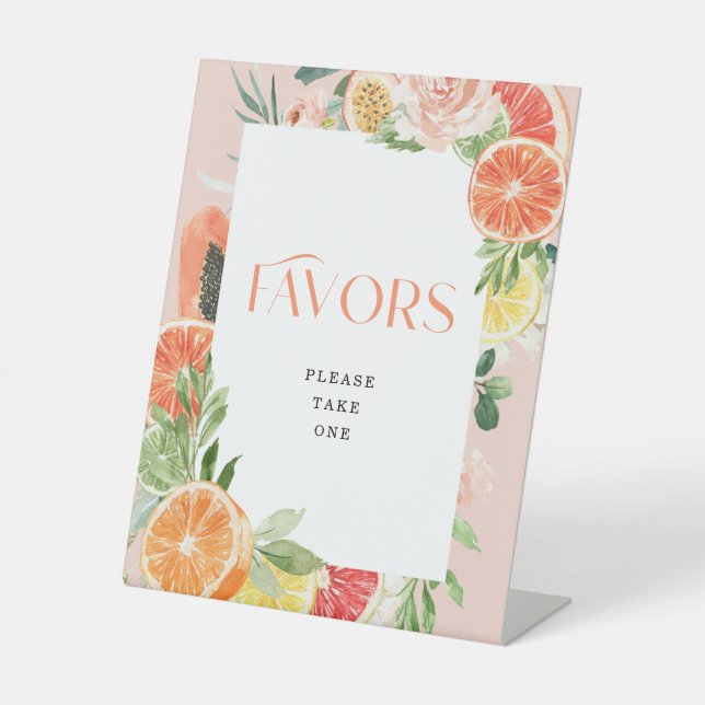 Tropical Citrus Bridal Shower Favors Sign (Front)