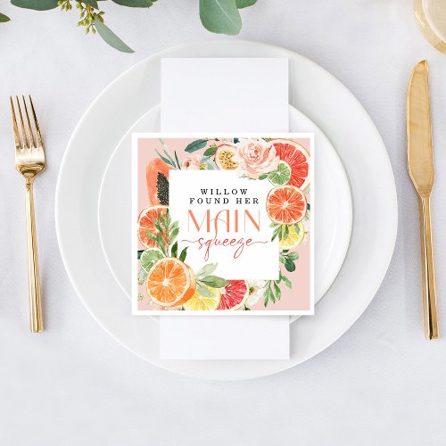 Tropical Citrus Bridal Shower Napkin