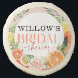 Tropical Citrus Bridal Shower Sugar Cookie<br><div class="desc">This tropical citrus design features modern elegant fonts (easily change the colors!) and a bouquet of blush florals and tropical citrus fruit including lemon,  lime,  orange,  grapefruit,  and papaya! . See the entire collection for more matching items!</div>