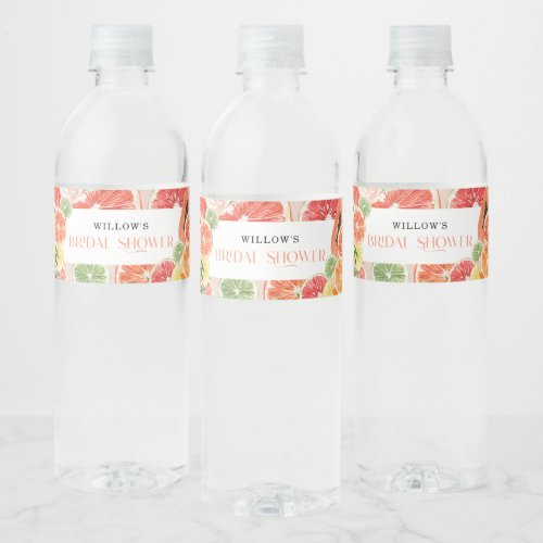 Tropical Citrus Bridal Shower Water Bottle Label