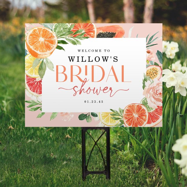 Tropical Citrus Bridal Shower Welcome Yard Sign (Creator Uploaded)