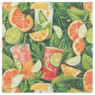 Tropical Citrus Cocktail Pattern Fabric