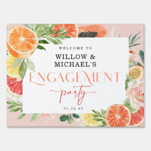 Tropical Citrus Engagement Party Welcome Yard Sign