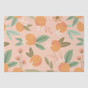 Tropical Citrus Floral Pink Tissue Paper