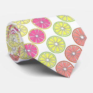 Tropical Citrus Fruit Lemon Lime Orange Grapefruit Neck Tie