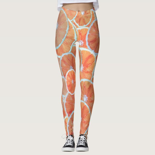 Tropical Citrus Fruit Oranges Tangerine Slices | Leggings (Front)