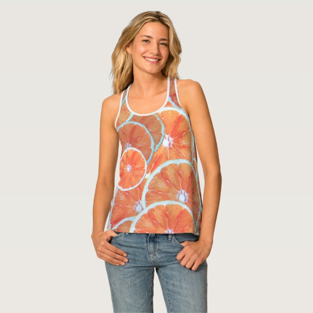 Tropical Citrus Fruit Oranges Tangerine Slices | Tank Top (Front Full)