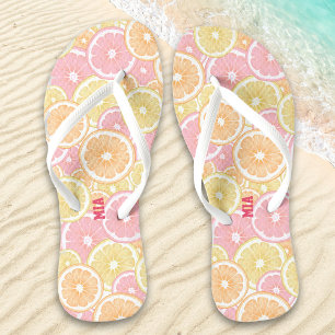 Tropical Citrus Fruit Pattern Name Flip Flops