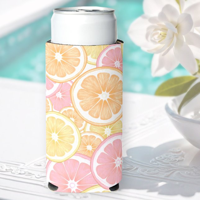 Tropical Citrus Fruit Pattern Summer Colorful Seltzer Can Cooler (Tropical Citrus Fruit Pattern Summer Colorful Seltzer Can Cooler)