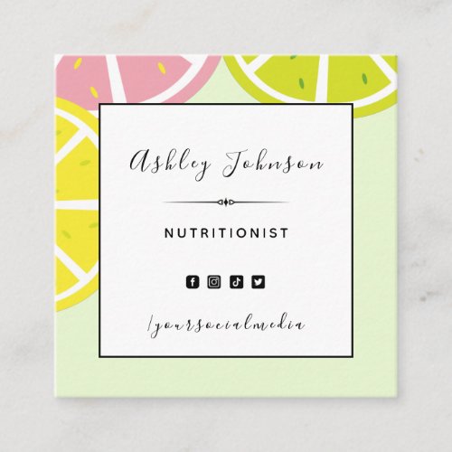 Tropical Citrus Nutritionist Fun Food Summer Style Square Business Card