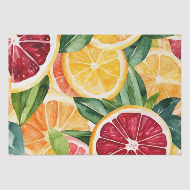 Tropical Citrus Orange Fruit Slices  Tissue Paper (Front)