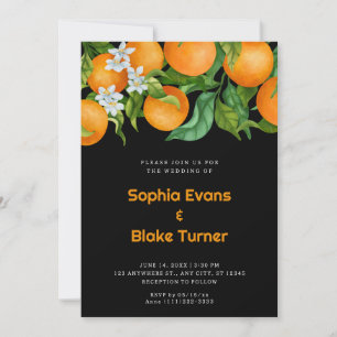 Tropical Citrus Oranges Botanical Orange Wedding Invitation