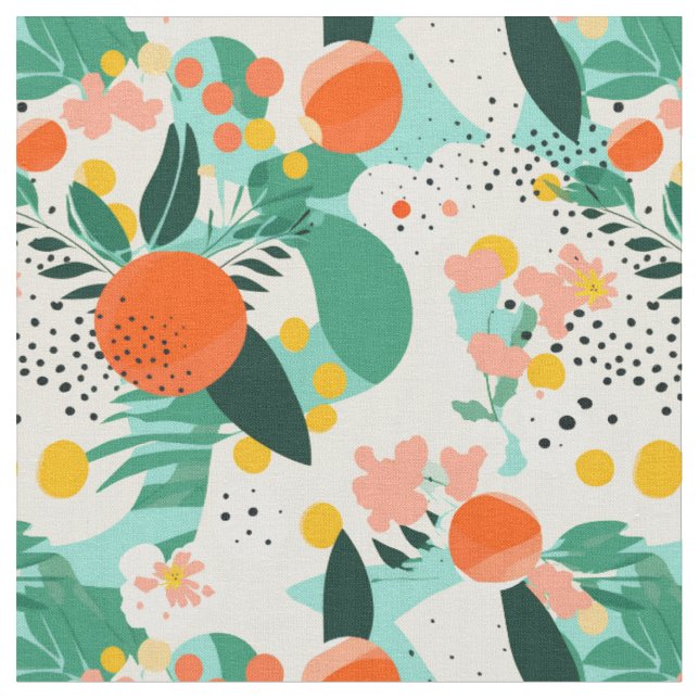 Tropical Citrus Pattern Fabric (Close Up)