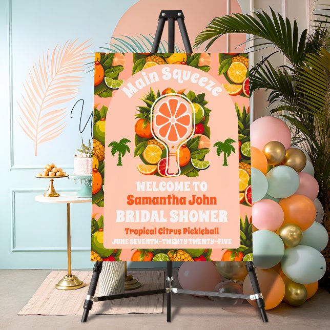 Tropical Citrus Pickleball Bridal Shower Welcome Foam Board (Creator Uploaded)