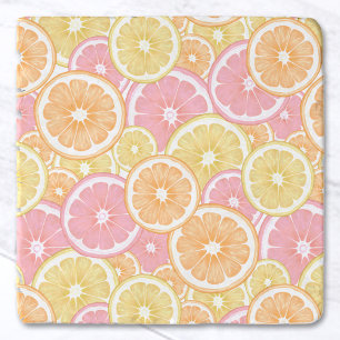 Tropical Citrus Pink Orange Yellow Fruit Summer Trivet