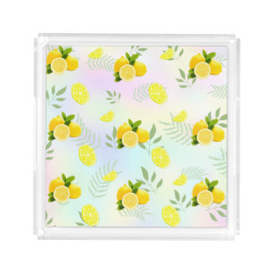 Tropical Citrus summer fresh Orange lemon Slice Acrylic Tray
