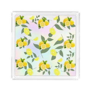 Tropical Citrus summer fresh Orange lemon Slice Acrylic Tray