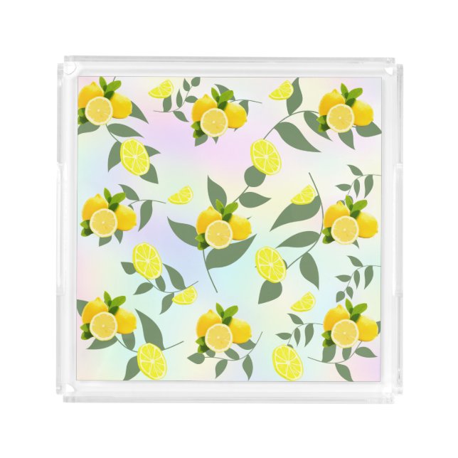 Tropical Citrus summer fresh Orange lemon Slice  Acrylic Tray (Front)