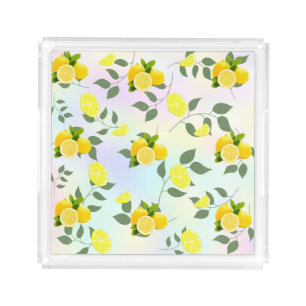 Tropical Citrus summer fresh Orange lemon Slice  Acrylic Tray