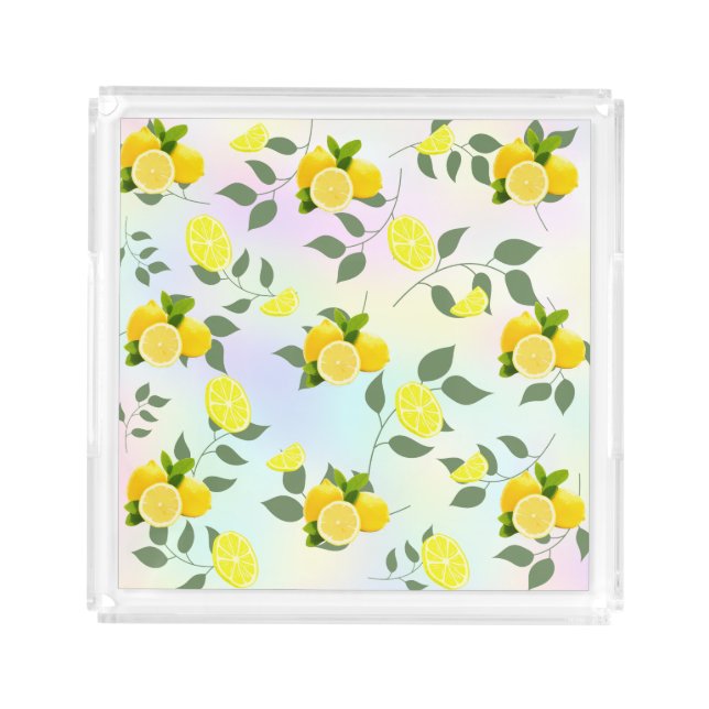 Tropical Citrus summer fresh Orange lemon Slice  Acrylic Tray (Front)