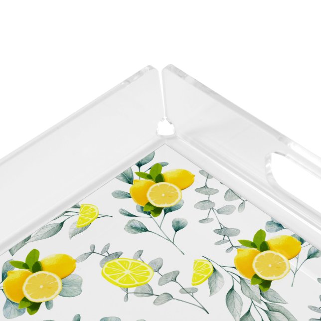 Tropical Citrus summer fresh Orange lemon Slice  Acrylic Tray (Corner)