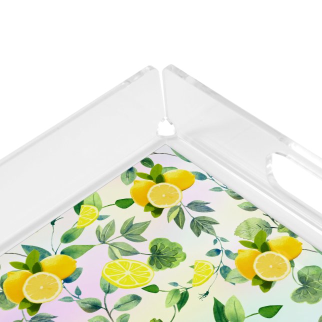 Tropical Citrus summer fresh Orange lemon Slice  Acrylic Tray (Corner)