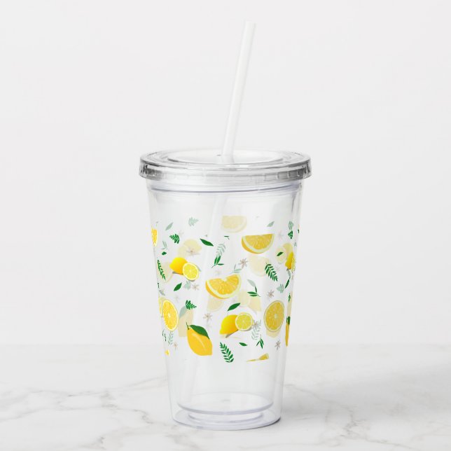 Tropical Citrus summer fresh Orange lemon Slice  Acrylic Tumbler (Back)