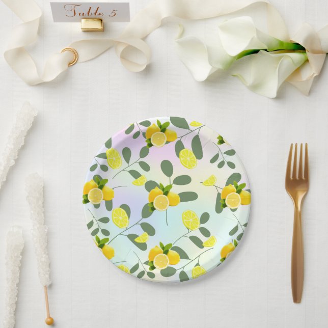 Tropical Citrus summer fresh Orange lemon Slice  Paper Plates (Wedding)