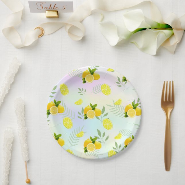 Tropical Citrus summer fresh Orange lemon Slice  Paper Plates (Wedding)