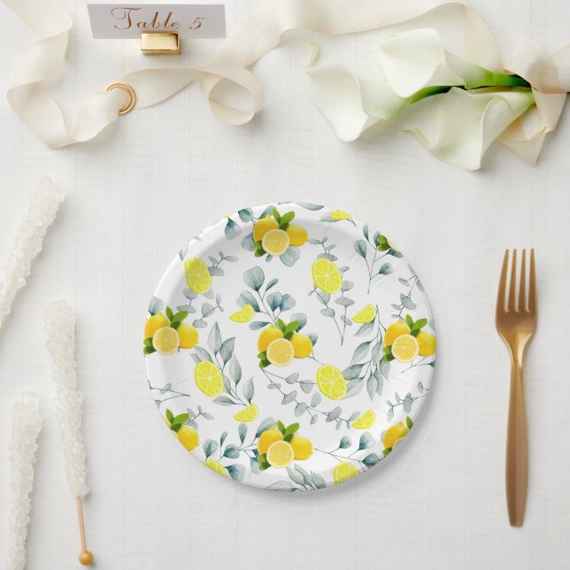 Tropical Citrus summer fresh Orange lemon Slice  Paper Plates (Wedding)