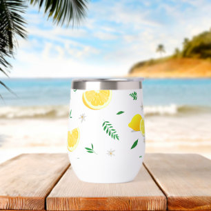 Tropical Citrus summer fresh Orange lemon Slice Thermal Wine Tumbler
