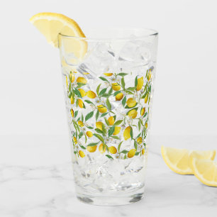 TROPICAL Citrus SUMMER FRUIT Flower lemon Slice Glass