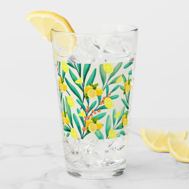 TROPICAL Citrus SUMMER FRUIT Flower lemon Slice  Glass (Front Ice)