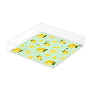 TROPICAL Citrus SUMMER FRUIT Orange lemon Slice  Acrylic Tray