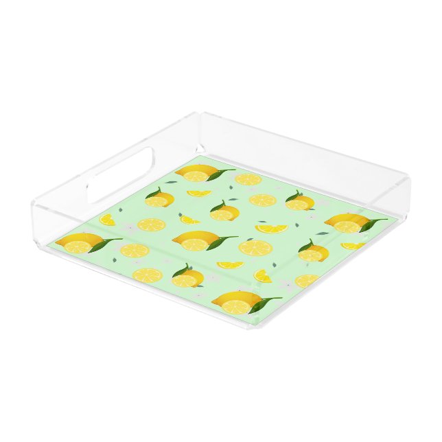 TROPICAL Citrus SUMMER FRUIT Orange lemon Slice  Acrylic Tray (Angled)