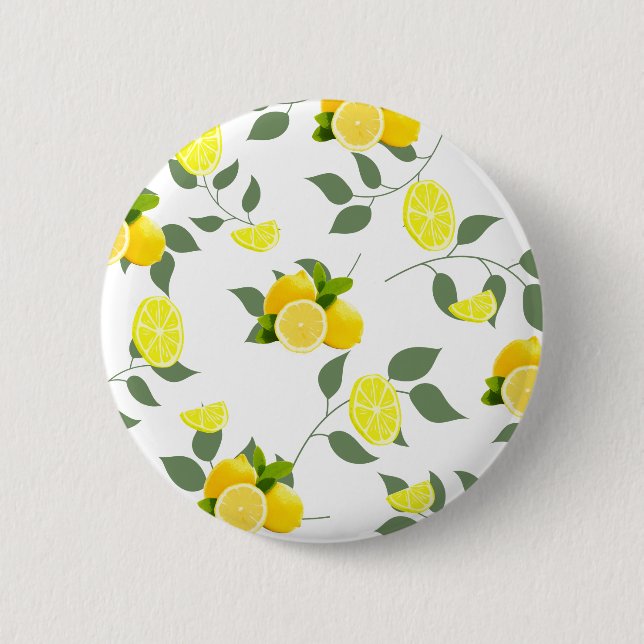 TROPICAL Citrus SUMMER FRUIT Orange lemon Slice  Button (Front)