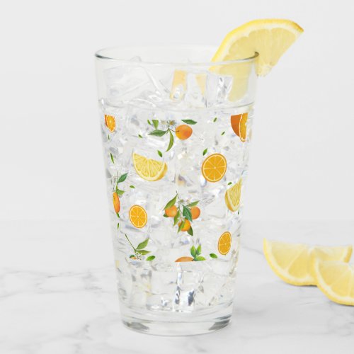 TROPICAL Citrus SUMMER FRUIT Orange lemon Slice  Glass