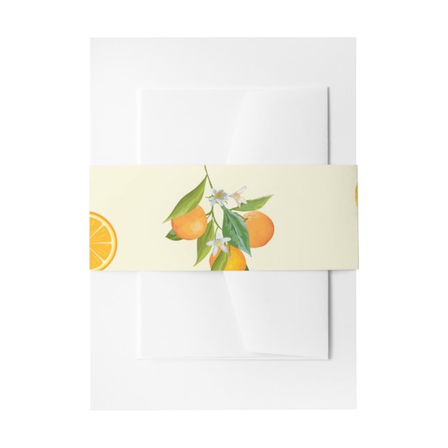 TROPICAL Citrus SUMMER FRUIT Orange lemon Slice  Invitation Belly Band (Front Example)