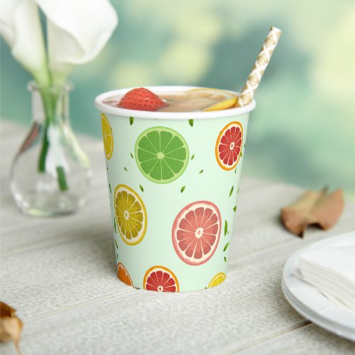 TROPICAL Citrus SUMMER FRUIT Orange lemon Slice  Paper Cups