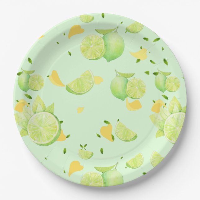 TROPICAL Citrus SUMMER FRUIT Orange lemon Slice  Paper Plates (Front)